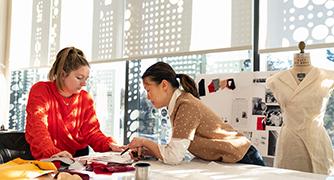 Marist Fashion student and Professor collaborating